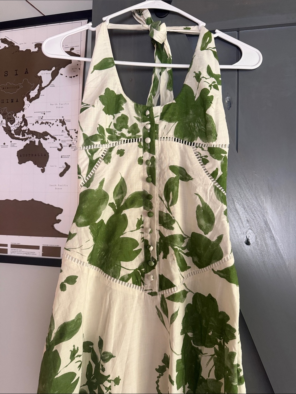 Peppermayo Green Floral Halter Maxi Dress - White & Green - Picture 10 of 13